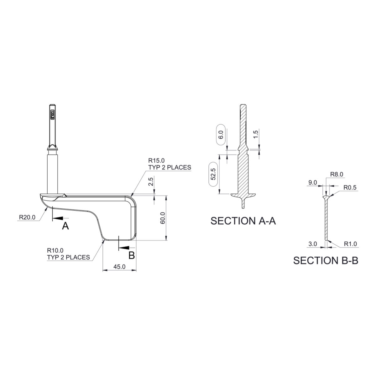 Chrome Large Paddle Cistern Lever Easy To Use Disabled Handle 1/2" Chome Plate - Image 2