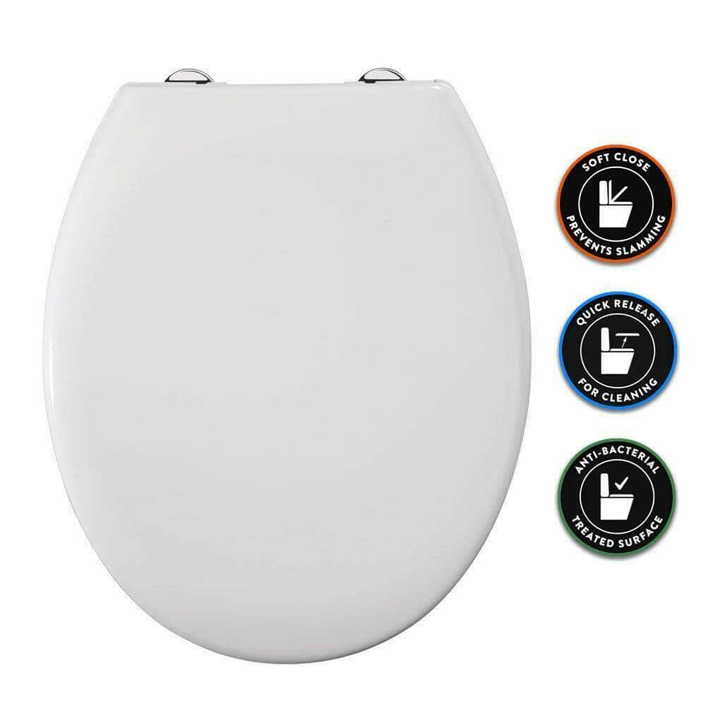 thumbnail image 2 of LibraS Heavy Duty Soft Close Toilet Seat Cover – Elongated – Easy Install, Matte White 2 of 2