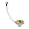 Newbury Brushed Brass Dual Lever Kitchen Sink Mixer & Basket Strainer (Round Overflow)-13786