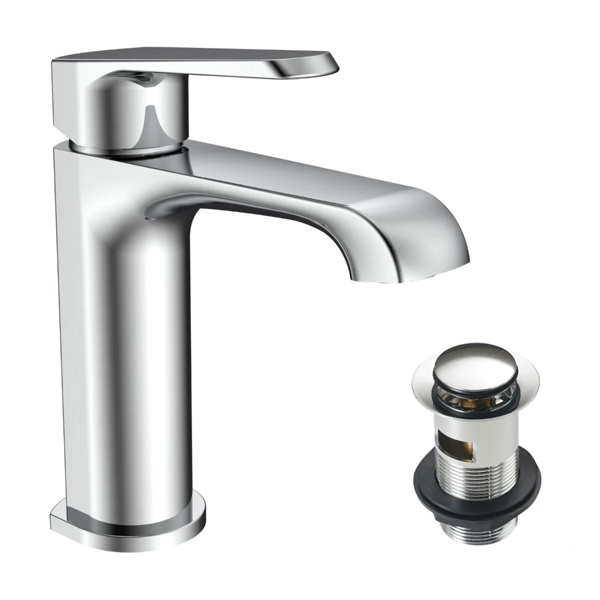 Montana Chrome Mono Basin Mixer Tap Deck Mounted with Slotted Basin Waste - Image 1