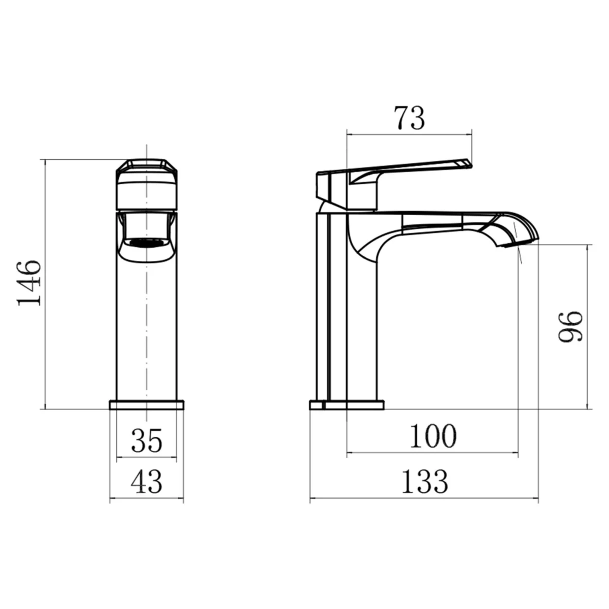 Montana Deck Mounted Mini Mono Basin Mixer Tap Incl Flexi Tails - Image 2