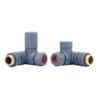 Dual Fuel Round Corner RAL 7012 Radiator Valves with Element Port (Pair)