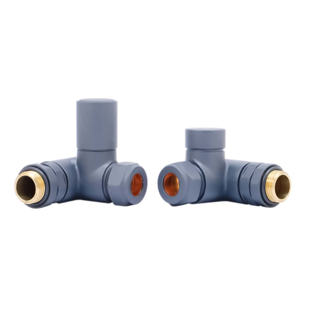 Dual Fuel Round Corner RAL 7012 Radiator Valves with Element Port (Pair) - Image 1
