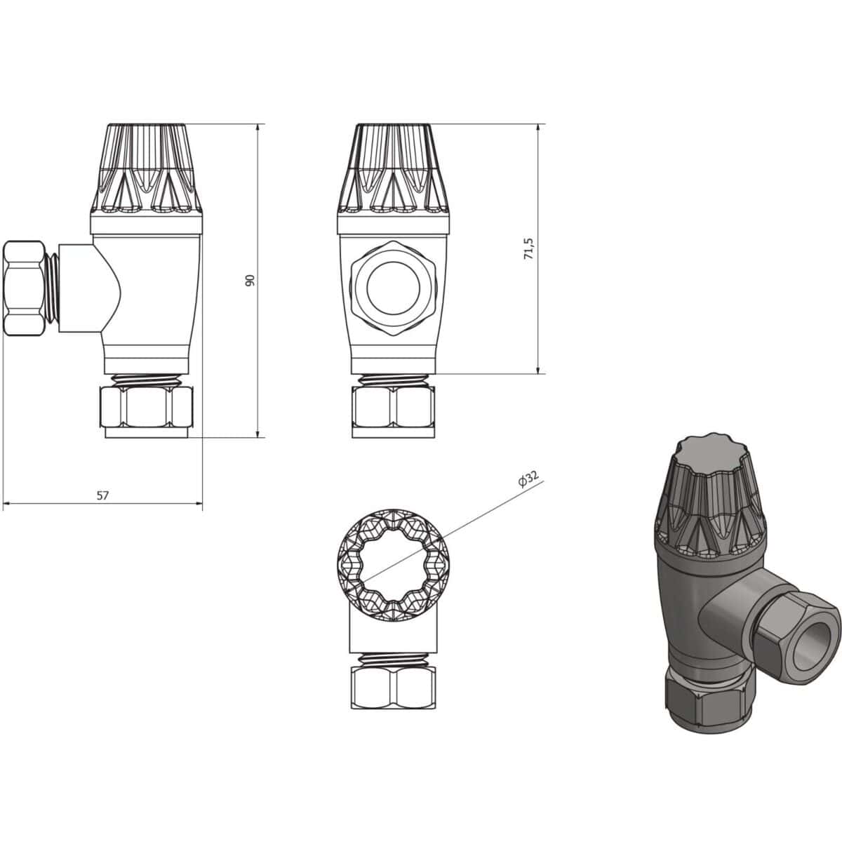 Thermostatic Westminster Round Chrome Corner Radiator Valve (Pair) - Image 3
