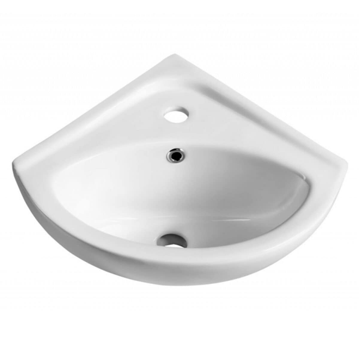Bathroom Cloakroom Ceramic 1 Tap Hole Compact Small Mini Corner Wash Basin Sink - Image 1
